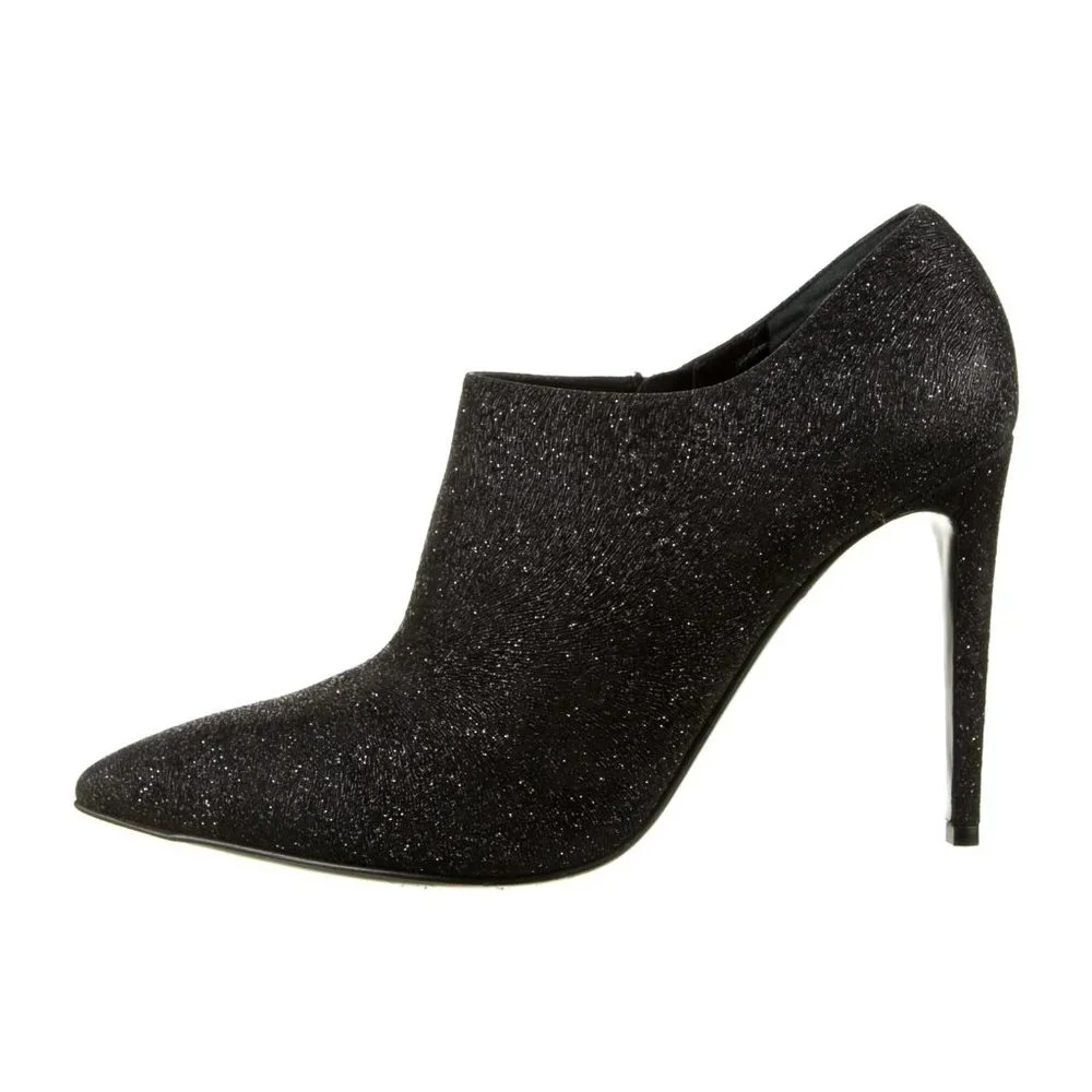 Ralph Lauren Collection Tahira Black Glitter Ankle Boots 9.5 - Picture 2 of 9